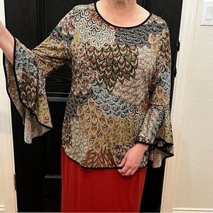 Multicolor Paisley Bell Sleeve Top